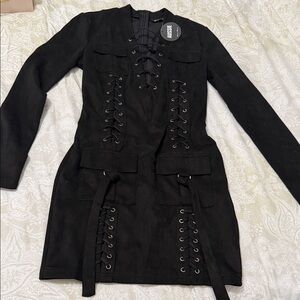 Black Lace-Up Dress